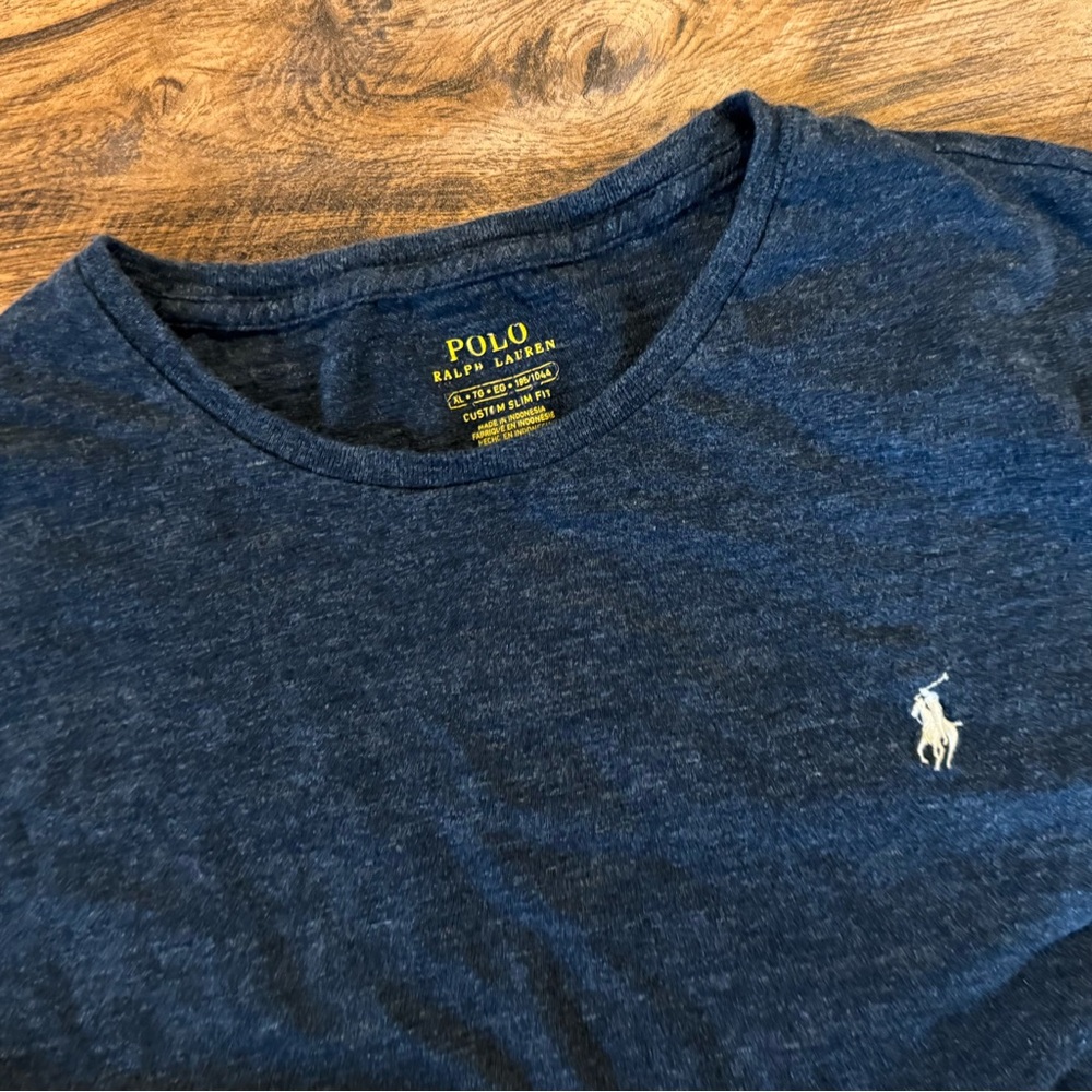 Polo Ralph‎ Lauren Custom Slim Fit Long Sleeve Tee XL Navy Blue Pony Logo Mens